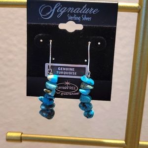 Genuine turquoise sterling silver earrings